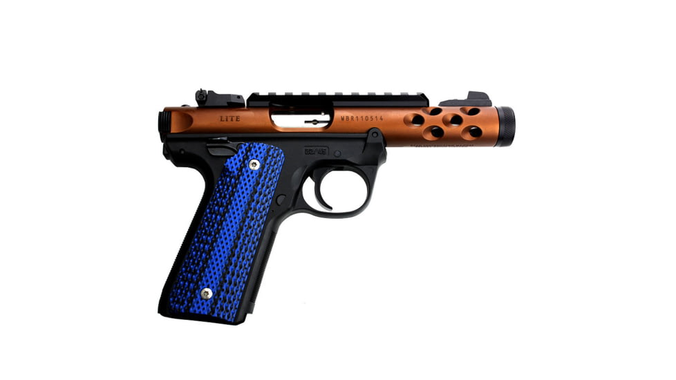 Stoner CNC Ruger Mark IV 22/45 Lite G10 Gun Grips Super Aggressive Design Fits Ruger 22 45 Lite Generation 4 Rimfire, Blue Black, STO-IV2245-SA-BLB