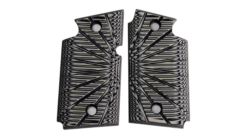 Stoner CNC SIG P938 G10 Gun Grips Aggressive Starburst Fits Sig Sauer 9mm P938 Pistol, Grey Black, Non Ambi, STO-P938-AS-NO-GRB