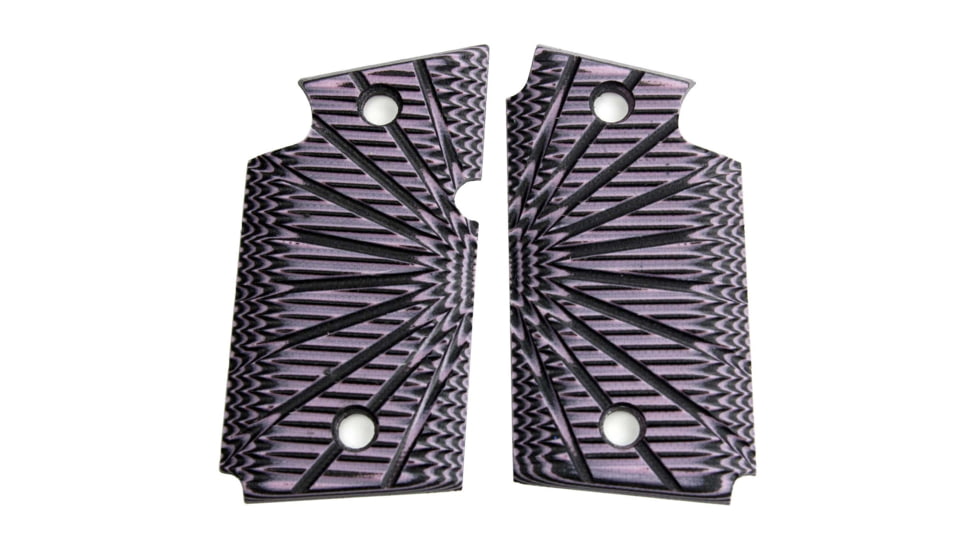 Stoner CNC SIG P938 G10 Gun Grips Aggressive Starburst Fits Sig Sauer 9mm P938 Pistol, Lavendar Black, Non Ambi, STO-P938-AS-NO-LRB