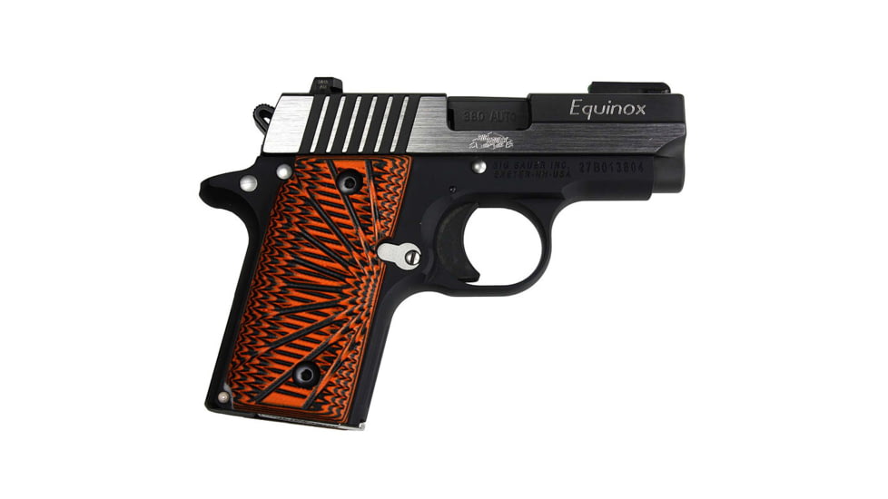 Stoner CNC SIG P938 G10 Gun Grips Aggressive Starburst Fits Sig Sauer 9mm P938 Pistol, Orange Black, Ambi, STO-P938-AS-AM-ORG