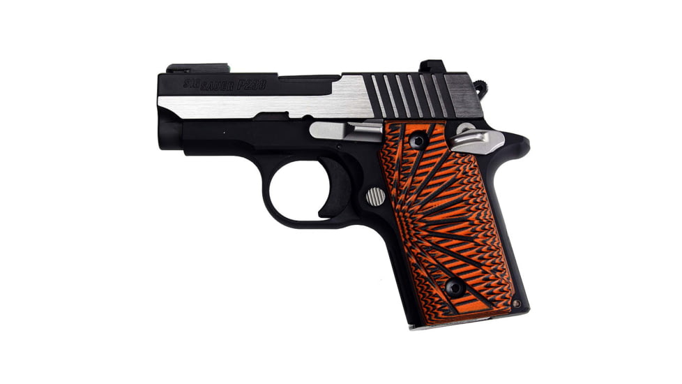 Stoner CNC SIG P938 G10 Gun Grips Aggressive Starburst Fits Sig Sauer 9mm P938 Pistol, Orange Black, Ambi, STO-P938-AS-AM-ORG