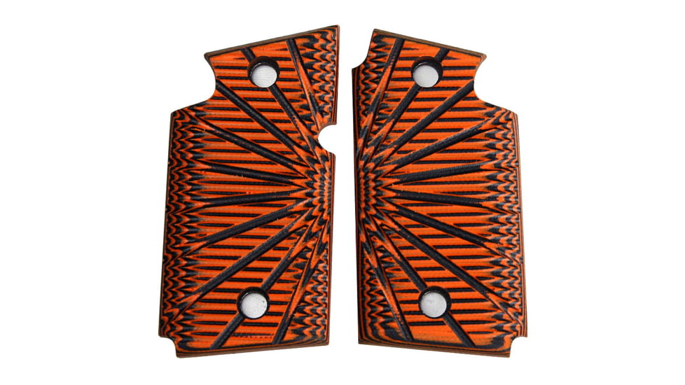 Stoner CNC SIG P938 G10 Gun Grips Aggressive Starburst Fits Sig Sauer 9mm P938 Pistol, Orange Black, Ambi, STO-P938-AS-AM-ORG