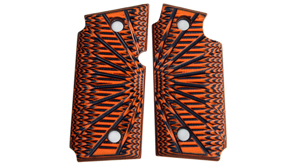Stoner CNC SIG P938 G10 Gun Grips Aggressive Starburst Fits Sig Sauer 9mm P938 Pistol, Orange Black, Ambi, STO-P938-AS-AM-ORG