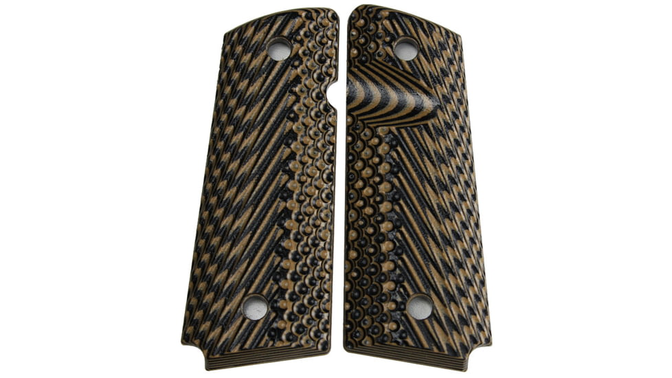 Stoner CNC Slash and Burn G10 Gun Grips fit 1911 Compact and Springfield EMP, Brown Black, 1911 Compact-Slim-Magwell, STO-1911C-SB-MAG-BNB-SLIM