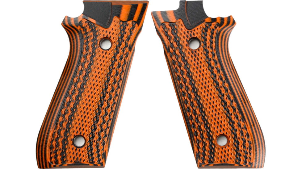 Stoner CNC Taurus PT92 Full Checker G10 Gun Grips fit PT 92 Taurus Pistol with Decocker, Orange Black, STO-PT92-FC-ORG