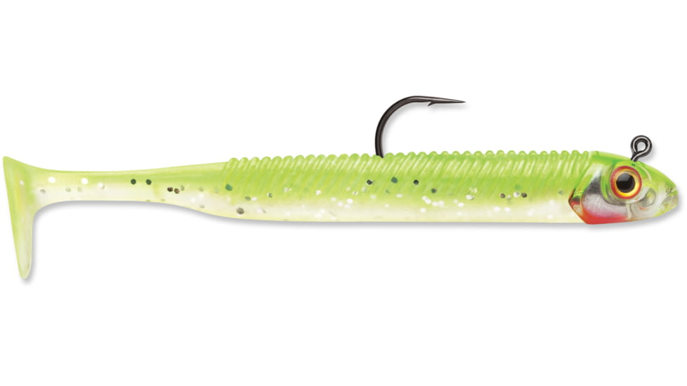 Storm 360GT Searchbait Minnow, 2.5", 3/32oz Jig, #2 Hook 1 Rigged/2 Bodies, Chartreuse Ice, SBM25CI-332J