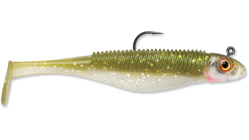 Storm 360GT Searchbait Shad, Sinking, 3-1/2", 1/4oz, #2/0 Hk, 1 Rigged Two Bodies, Herring, SBD35H-14J