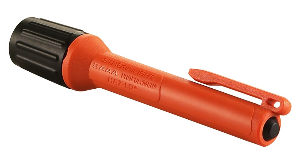 Streamlight 2Aaa Propolymer Haz-Lo Flashlight, Atex Rated, 60 Lumen White Led, 2 X Aaa Battery, Clam Pack, Orange, 66502
