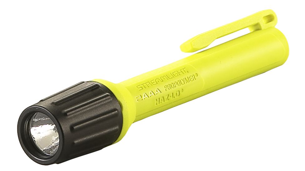 Streamlight 2Aaa Propolymer Haz-Lo Flashlight, Atex Rated, 60 Lumen White Led, 2 X Aaa Battery, Clam Pack, Yellow, 66503