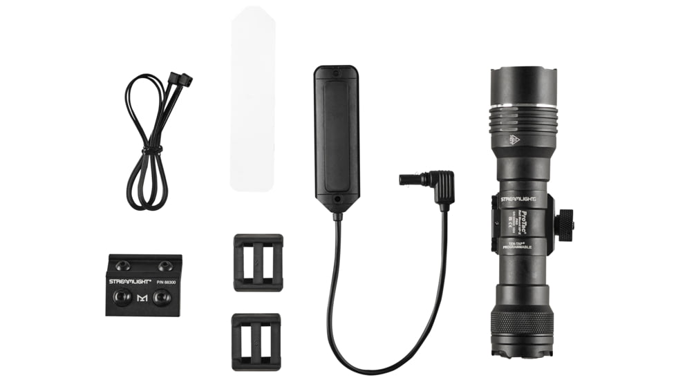 Streamlight ProTac Rail Mount HP-X Pro 800 Lumen Weapon Light System, SL-B26 Rechargeable, with Jack-Cap Tail Cap Switch, M-LOK Mount, Mounting Hardware, Allen Wrench, Straight Momentary Pressure Switch, USB Cord, Black, 89016
