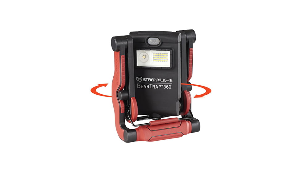Streamlight BearTrap 360 120V AC Rechargeable Work Light with Rotating Body, Black/Red, 61523