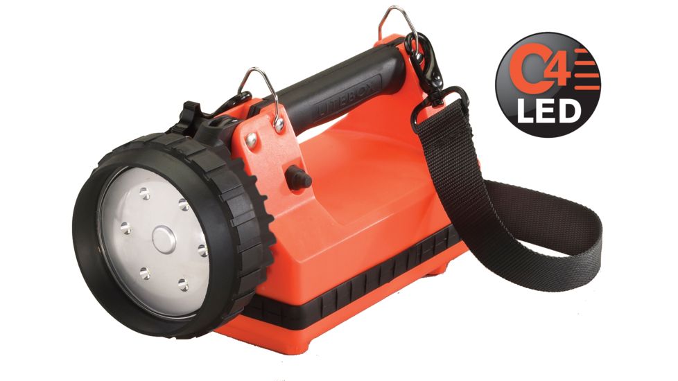 DEMO, Streamlight E-Flood LiteBox 1,500 Lumen Rechargeable Lantern, 12V DC Vehicle Mount System with Direct Wire Rack and Shoulder Strap, Orange, 45805