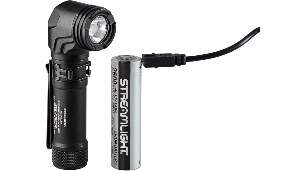 Streamlight ProTac 90X USB 1x SL-B26 Li-ion Reachargeable LED Right Angle Multi-Fuel Tactical Flashlight, 1000 Lumens, Black, 88095