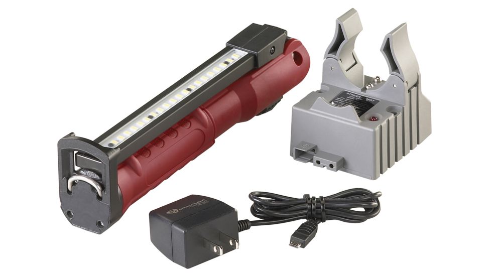 Streamlight Stinger Switchblade Rechargeable, Multi-Function Worklight, 800/600 Lumens/500 mW w/120V/100V AC 1 Holder, Red, 76801