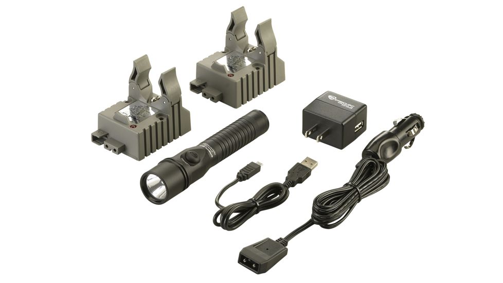 Streamlight Strion DS 375 Lumen Flashlight-IEC Type A 120V/100V,AC/12V DC-2 Holders, Black, 74412