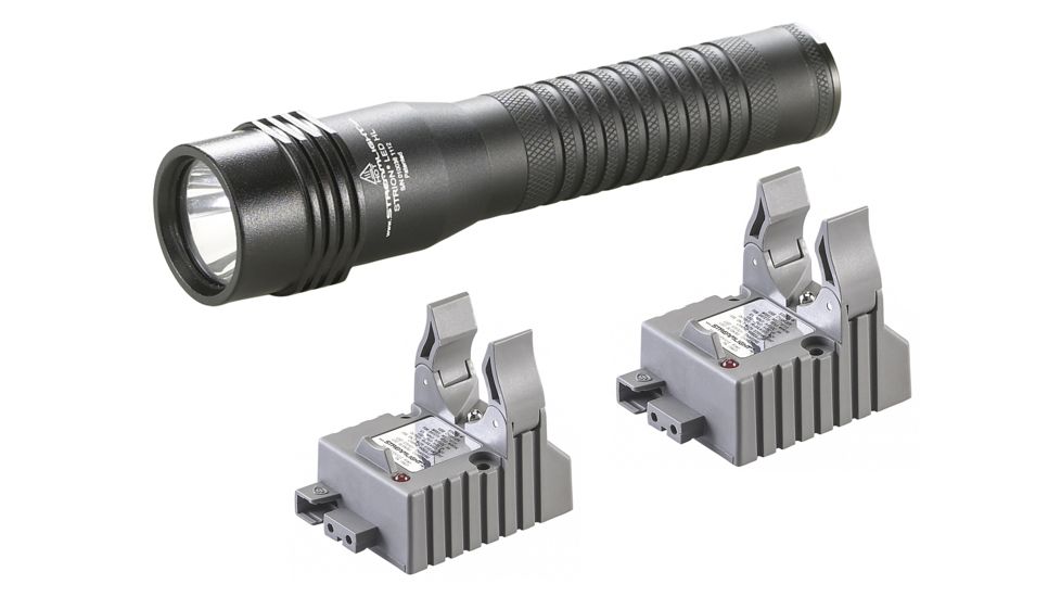 Streamlight Strion Hl Flashlight, Grip, 120V Ac Charge Cord, 12V Dc, 2 Holders, Black, 74510