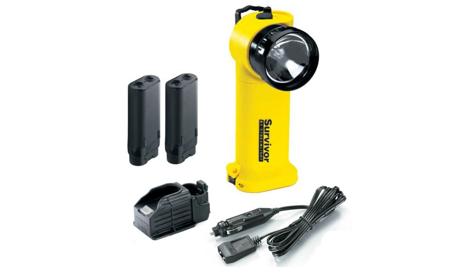 Streamlight Survivor Division 2 Xenon Flashlight, Yellow - PiggyBack Fast Charge Base, 2 Batteries