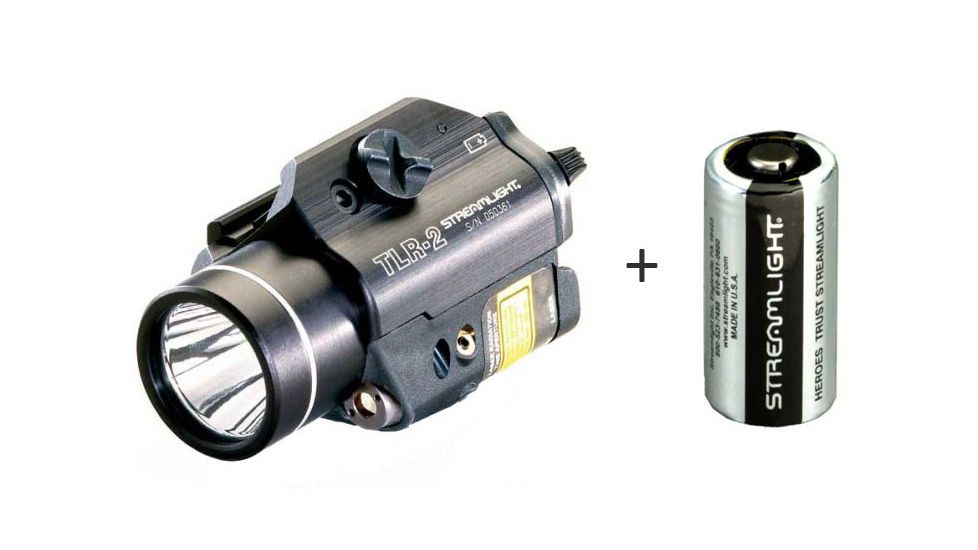 Streamlight TLR-2s Tactical Weapon Flashlight w/ Laser Sight &amp; Strobe Function w/ Streamlight Flashlight Replacement 3V CR123 Lithium Batteries - 12 Pack