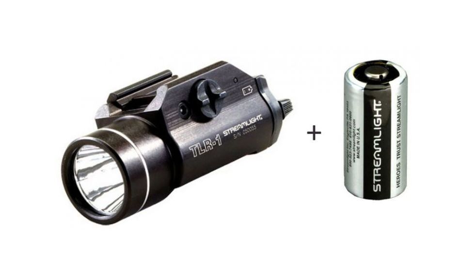 Streamlight TLR-1 C4 LED Rail-Mounted Weapon Flashlight w/ Streamlight Flashlight Replacement 3V CR123 Lithium Batteries - Pack of 12