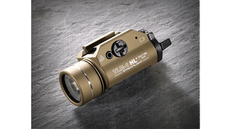 Streamlight TLR-1 HL 1000 Lumen LED Tactical Weapon Light Long Gun Kit, CR123A, White, 1000 Lumens, Flat Dark Earth, 69888