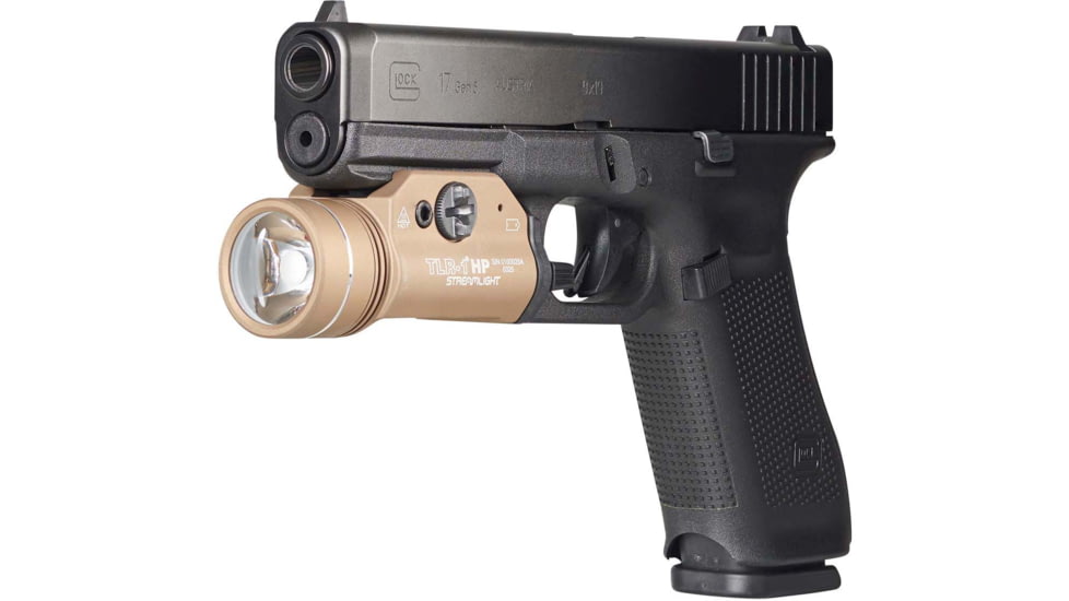 Streamlight TLR-1 HP 1000 Lumens High-Candela Rail-Mounted Strobing LED Tactical Light, CR123A, FDE, 59151