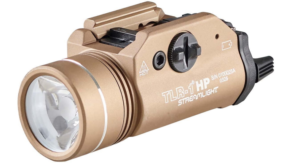 Streamlight TLR-1 HP 1000 Lumens High-Candela Rail-Mounted Strobing LED Tactical Light, CR123A, FDE, 59151