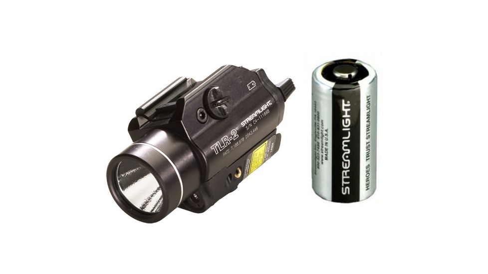 Streamlight TLR-2 Tactical Weapon Flashlight w/ Laser Sight &amp; No Strobe w/ Streamlight Flashlight Replacement 3V CR123 Lithium Batteries - 2 Pack