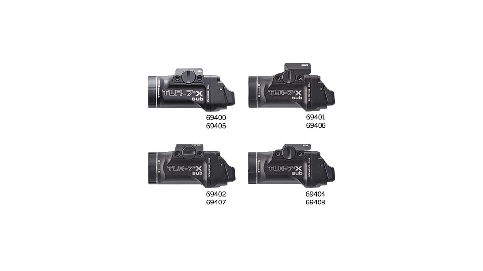 Streamlight TLR-7 X sub USB 500 Lumens LED Weapon Light, CR123A, Black, Springfield Armory Hellcat/Heckler &amp; Koch CC9, 69408