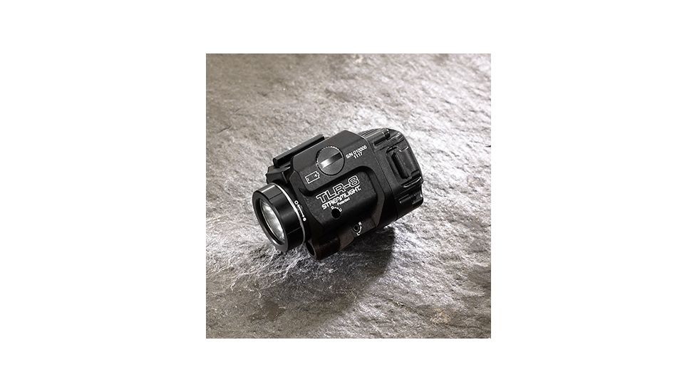 Streamlight TLR-8 Tactical Weapon Light w/Laser Sight, Rail Mounted, 500 Lumen LED, 640-660nm Red Laser, 1 x CR123A Battery, Black, 69410