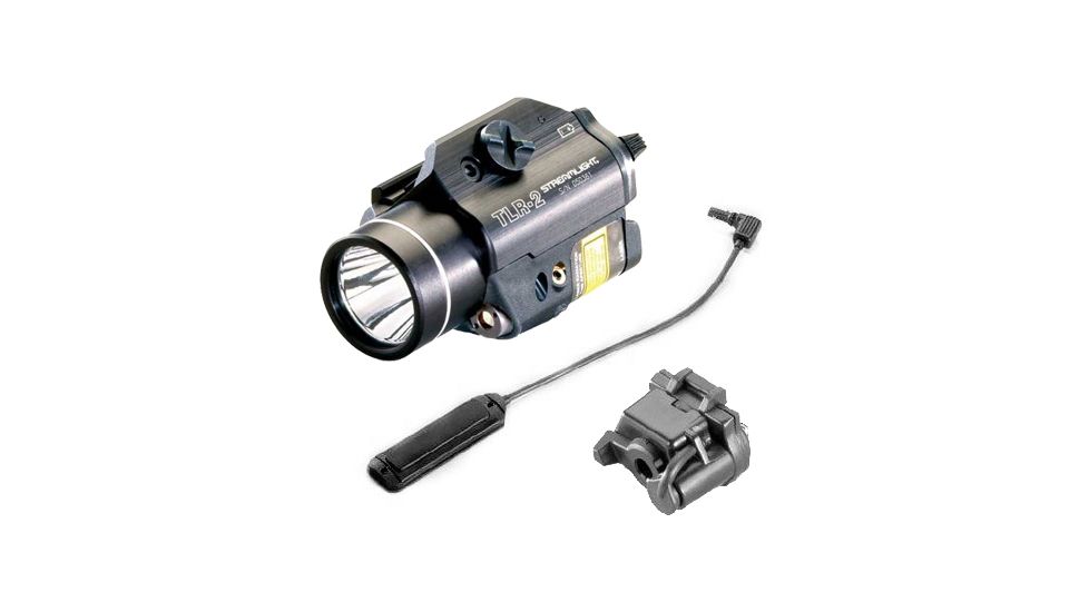 Streamlight TLR-2 Tactical Weapon Flashlight w/ Laser Sight, CR123, Black, Battery Door, Plug-in Remote Switch, 300 Lumens, Black, 69120-KIT1