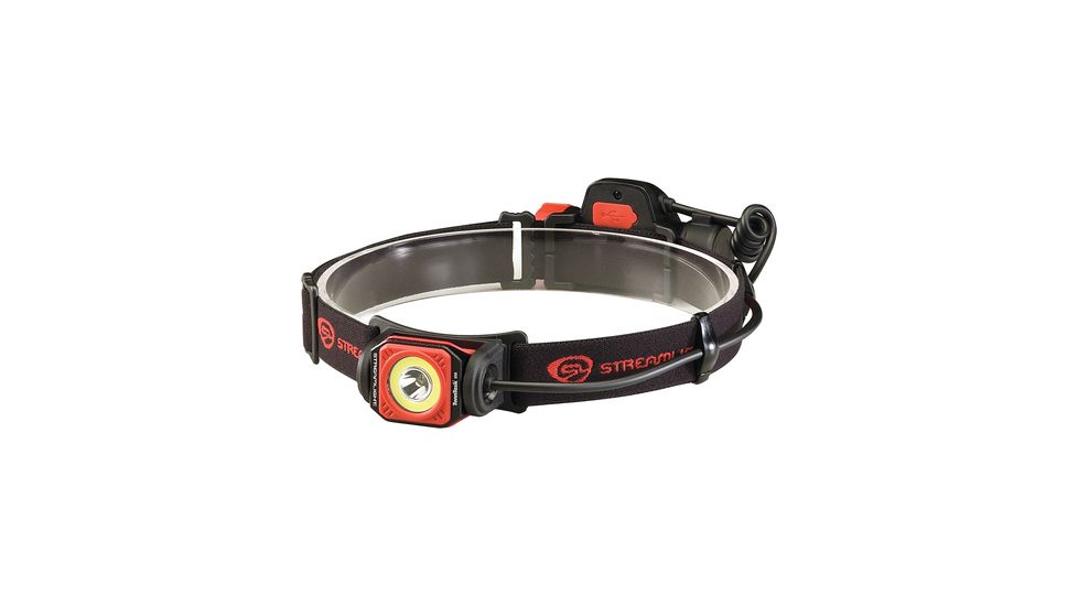 Streamlight Twin-Task USB Rechargeable Multi-Functional Headlamp, 375/250 Lumens w/ USB Cord and Elastic Head Strap, Black/Red, Box, 51064