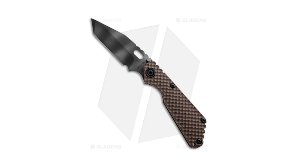 Strider Knives SnG Folding Knife, 3.50in, CPM S30V, Tanto Blade, G-10, Brown Handle, 3/4 GG Gunner Grip, Tiger Stripe, Brown/Black, 8.20 inch, BHQ-22627