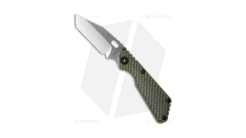 Strider Knives SnG Folding Knife, 3.50in, CPM S30V, Tanto Blade, G-10, OD Green Handle, GG Gunner Grip, OD Green/Gray, 8.20 inch, BHQ-31046
