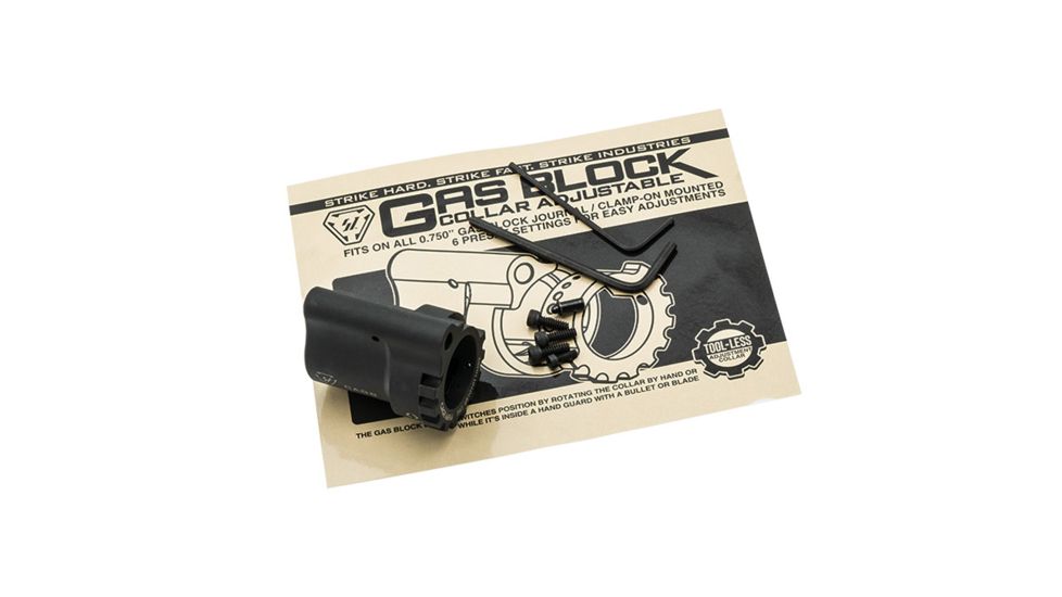 Strike Industries Collar Adjustable Gas Block, SI-AR-CAGB, Black, One Size, SI-AR-CAGB