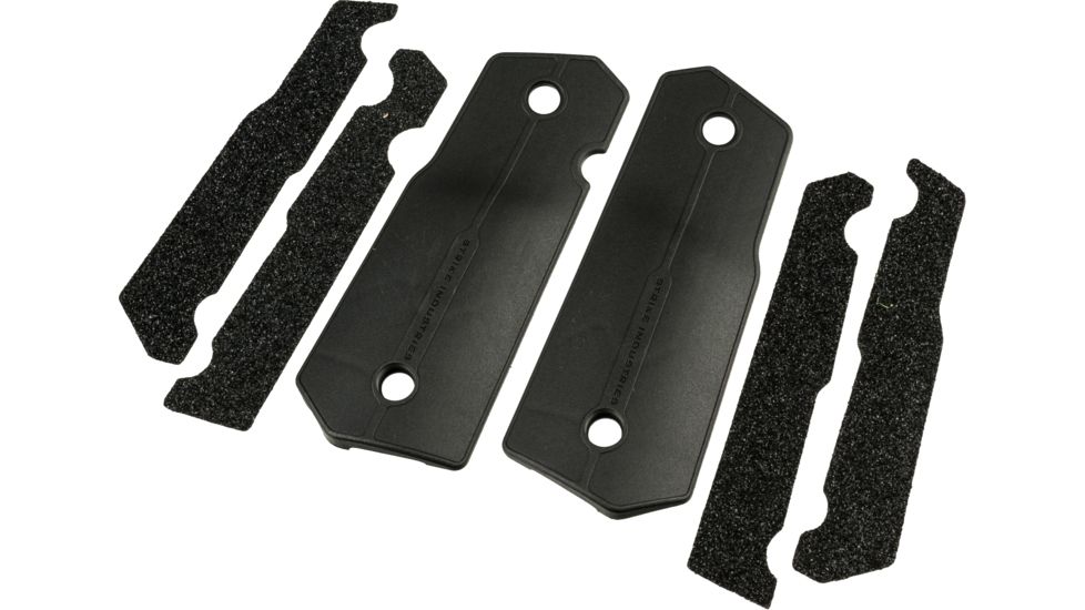 Strike Industries 1911 Officer Style Grip-01 with Sticker, SI-1911-CP-Grip-1, Black, One Size, SI-1911-CP-GRIP-1