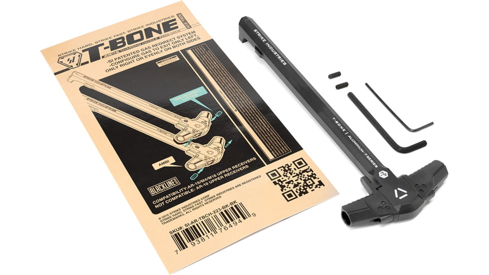 Strike Industries .223/5.56 T-Bone Charging Handle with Black Handles, Black, One Size, SI-AR-TBCH-223-BK-BK