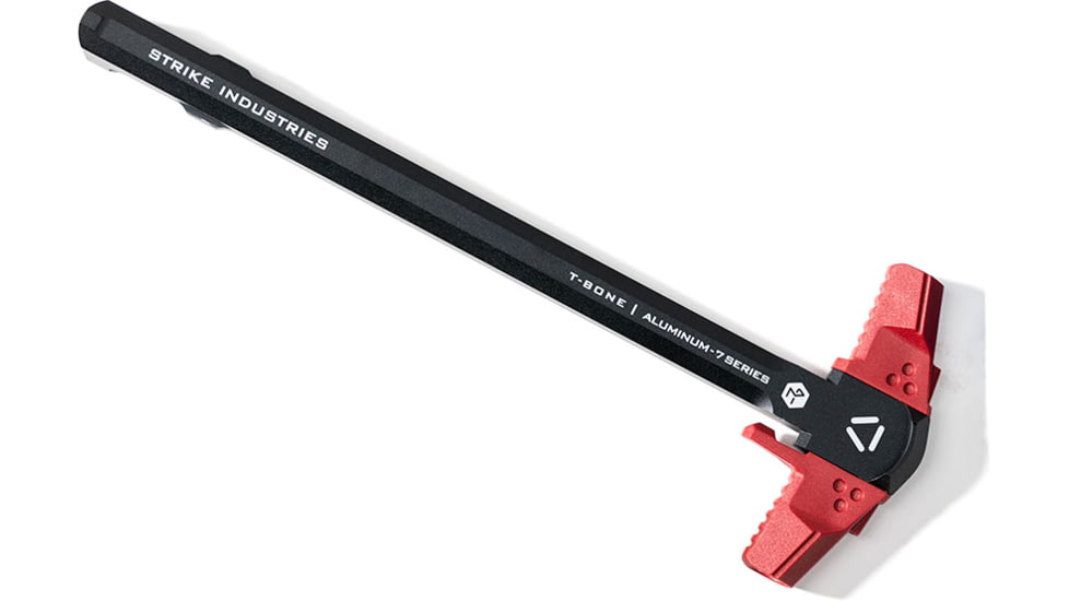 Strike Industries .223/5.56 T-Bone Charging Handle with Red Handles, SI-AR-TBCH-223-BK-RED, Red, One Size, SI-AR-TBCH-223-BK-RED