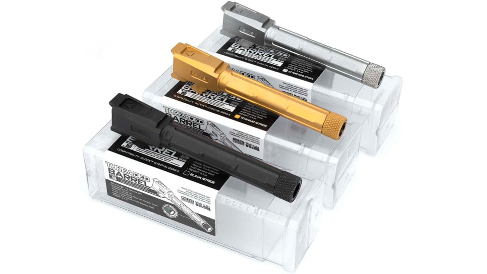 Strike Industries 4.46in Threaded Barrel for Glock 19, 1-10 Twist Rate, 1/2x28 TPI, Black, SI-G-THDBARREL-19-BK