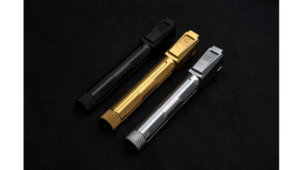 Strike Industries 4.46in Threaded Barrel for Glock 19, 1-10 Twist Rate, 1/2x28 TPI, Black, SI-G-THDBARREL-19-BK