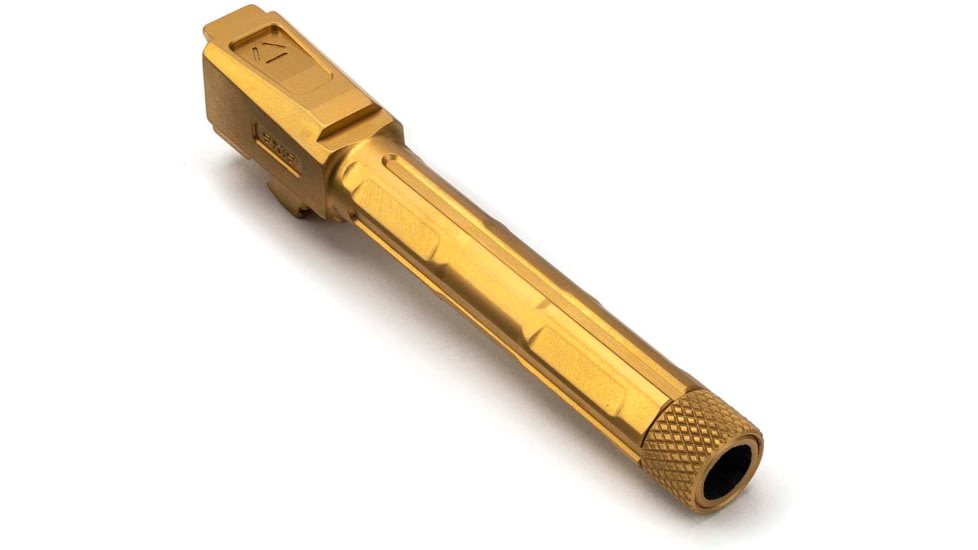 Strike Industries 4.46in Threaded Barrel for Glock 19, 1-10 Twist Rate, 1/2x28 TPI, TiN, SI-G-THDBARREL-19-TIN