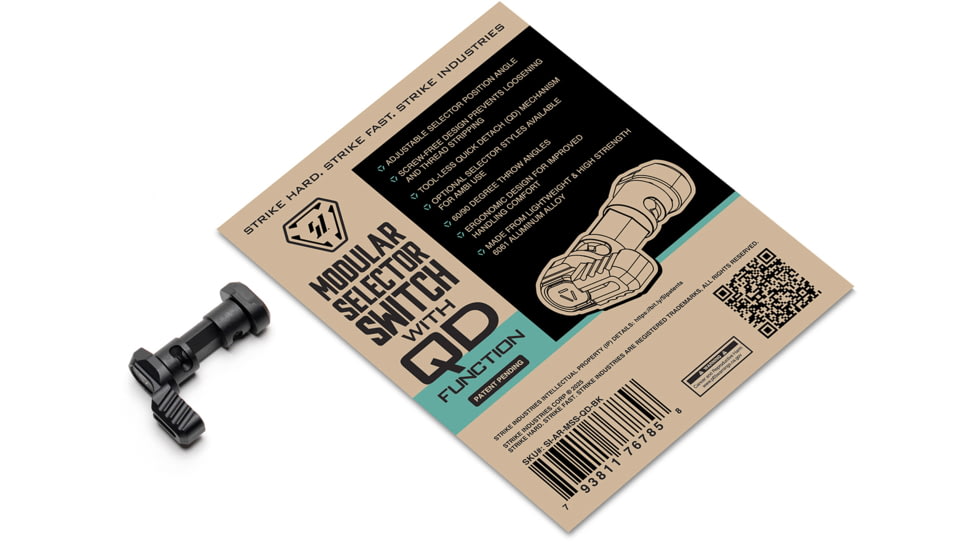 Strike Industries Ambidextrous AR-15 Modular Selector QD Switch AR Safety Selector, Black, One Size, SI-AR-MSS-QD-BK