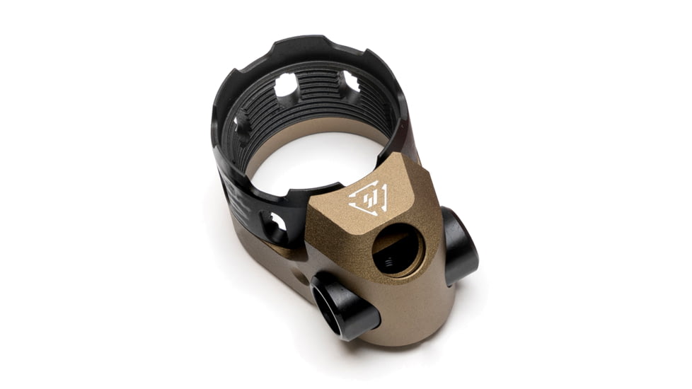 Strike Industries AR Enhanced Castle Nut / Extended End Plate, Version 4, FDE, One Size, SI-AR-TRIBUS-FDE
