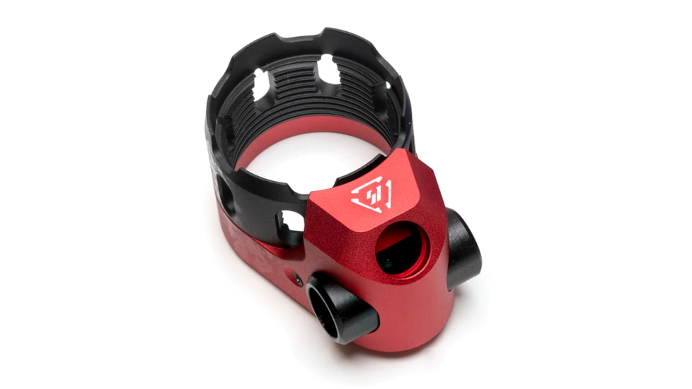 Strike Industries AR Enhanced Castle Nut / Extended End Plate, Version 5, Red, One Size, SI-AR-TRIBUS-RED