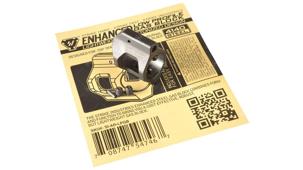 Strike Industries AR Enhanced Low Profile Steel Gas Block, Black, One Size, SI-AR-LPGB
