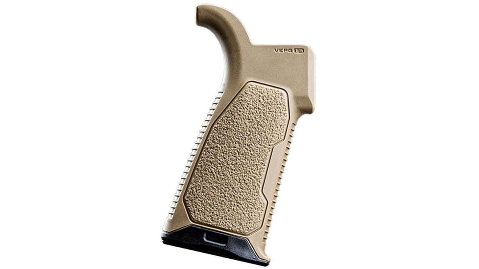 Strike Industries AR Overmolded Enhanced Pistol Grip, 15 Degree, FDE, One Size, SI-AR-OMPG-15-FDE