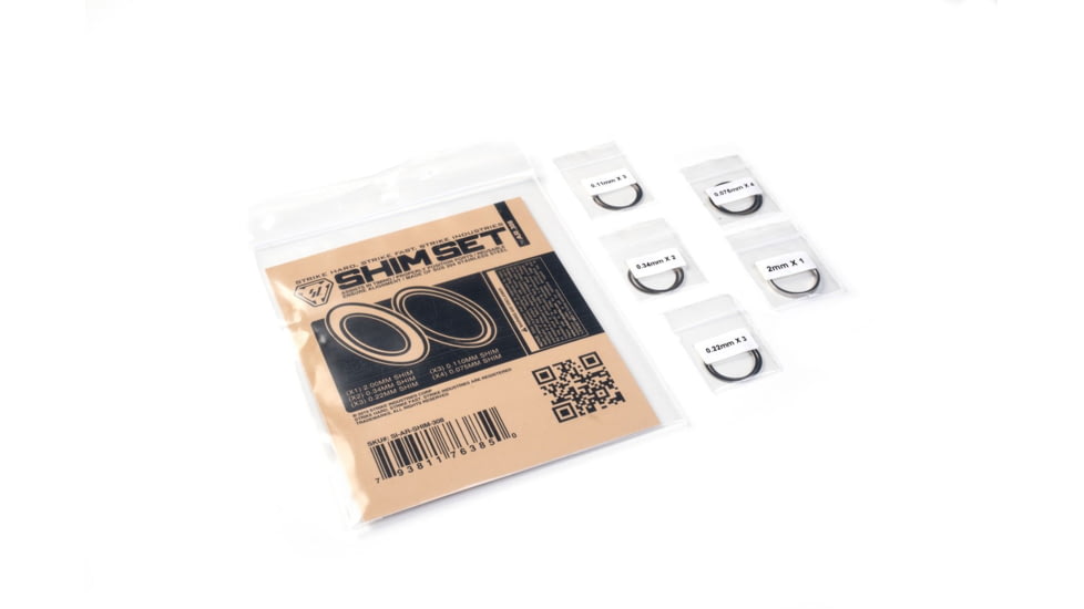 Strike Industries AR Shim Set, .223/ 5.56mm, 1/2x28 TPI, Stainless, Black, One Size, SI-AR-SHIM-223