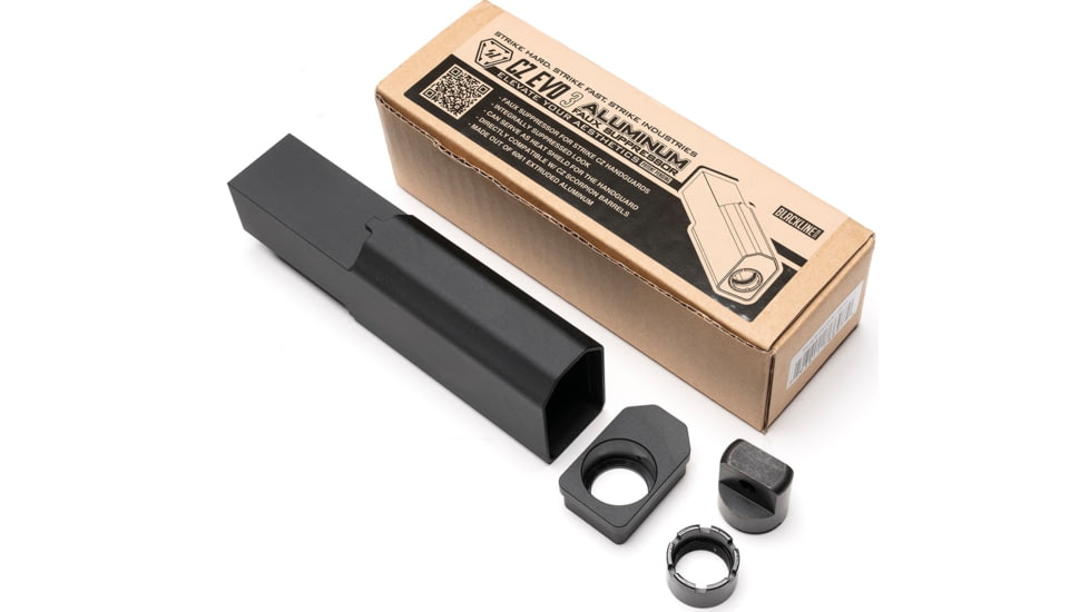 Strike Industries CZ EVO S1-3 Polymer Handguard w/ Optional Aluminum Faux Suppressor, Black, One Size, SI-CEVO-AL-FS-BK
