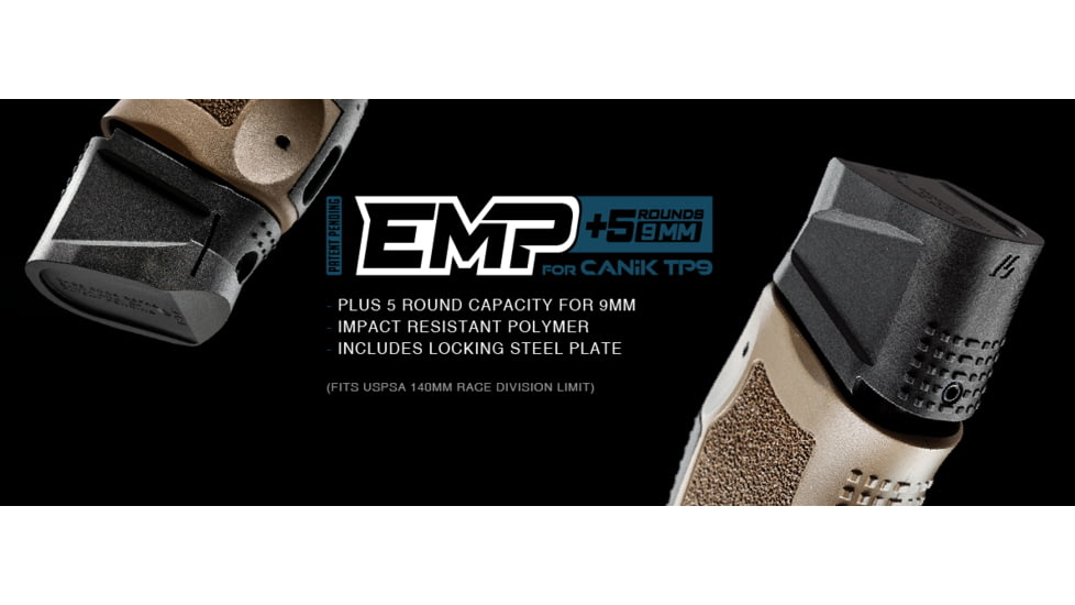 Strike Industries Extended Magazine Plate for CANiK TP9 with +5 9mm rounds, Black, SI-EMP-CTP9