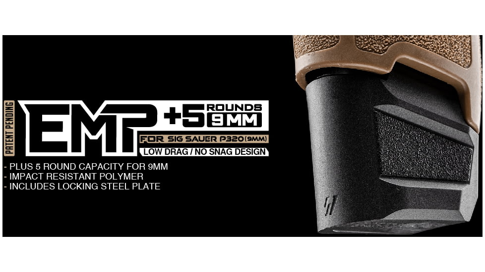 Strike Industries Extended Magazine Plate for SIG SAUER P320, 9mm, Black, One Size, SI-EMP-P320