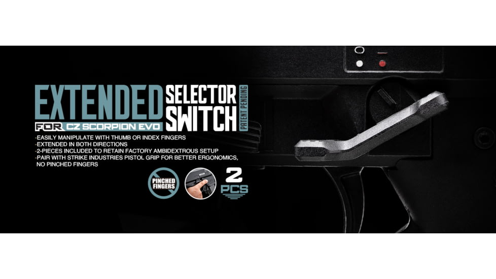 Strike Industries Extended Selector Switch for CZ Scorpion EVO, Black, One Size, SI-CEVO-EXT-SS
